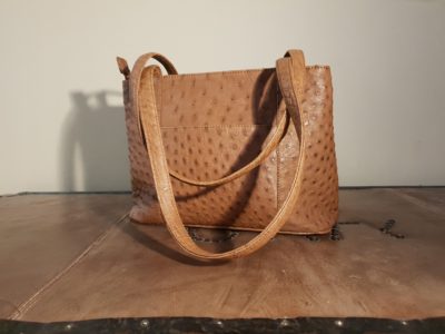 Brown Ostrich Leather Handbag Karoo
