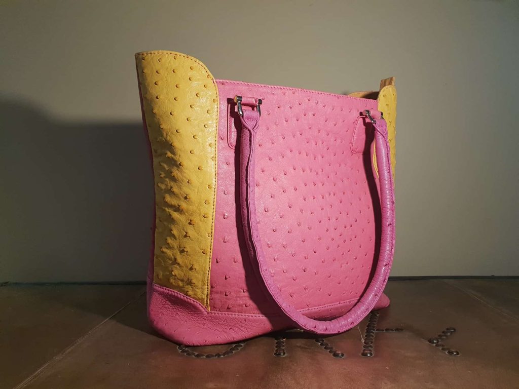 Pink Ostrich Leather Handbag Karoo