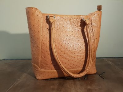 Brown Ostrich Leather Handbag Karoo