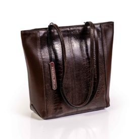 Dark brown ostrich leather handbag