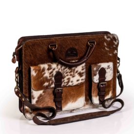 Brown leather hide handbag