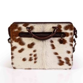 Brown leather hide handbag