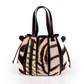 Zebra leather hide handbag