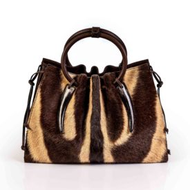 Stripe leather hide handbag