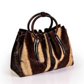 Stripe leather hide handbag