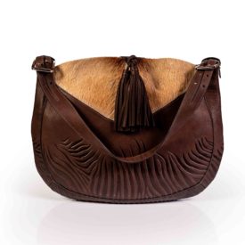 Brown leather hide handbag