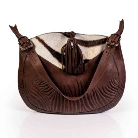 Brown leather hide handbag