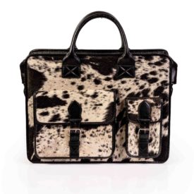 Brown spot leather hide handbag