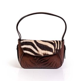 Leather and zebra hide handbag