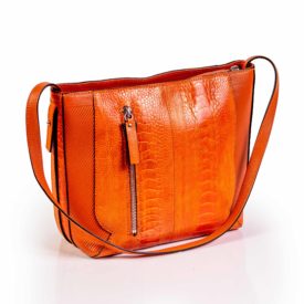 Orange leather handbag