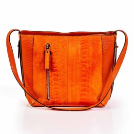 Orange leather handbag