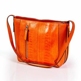 Orange leather handbag