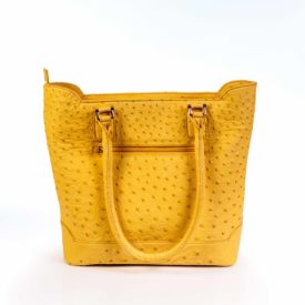 Yellow ostrich leather handbag