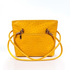 Yellow ostrich leather handbag