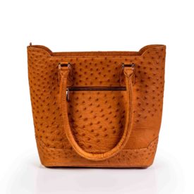Brown tan ostrich leather handbag