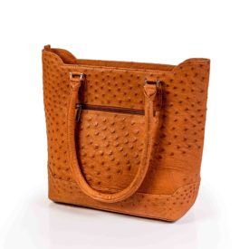 Brown tan ostrich leather handbag