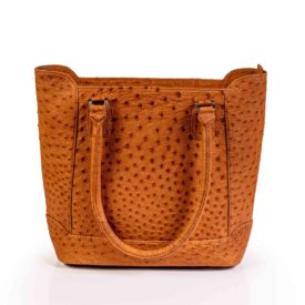 Brown tan ostrich leather handbag