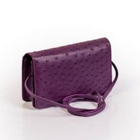 Purple ostrich leather handbag