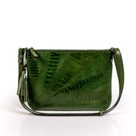 Green leather handbag