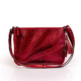 Maroon leather handbag