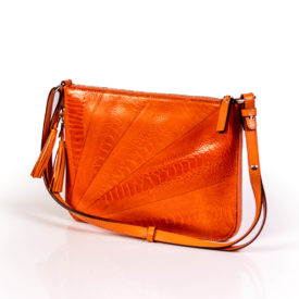 Orange leather handbag
