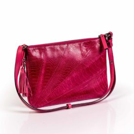 Dark pink leather handbag
