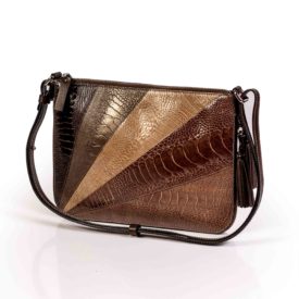 Brown ostrich leather handbag
