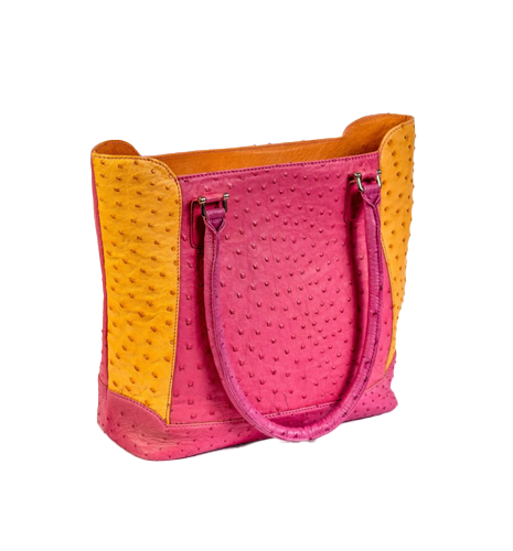 pink-orange-ostrich-leather-bag